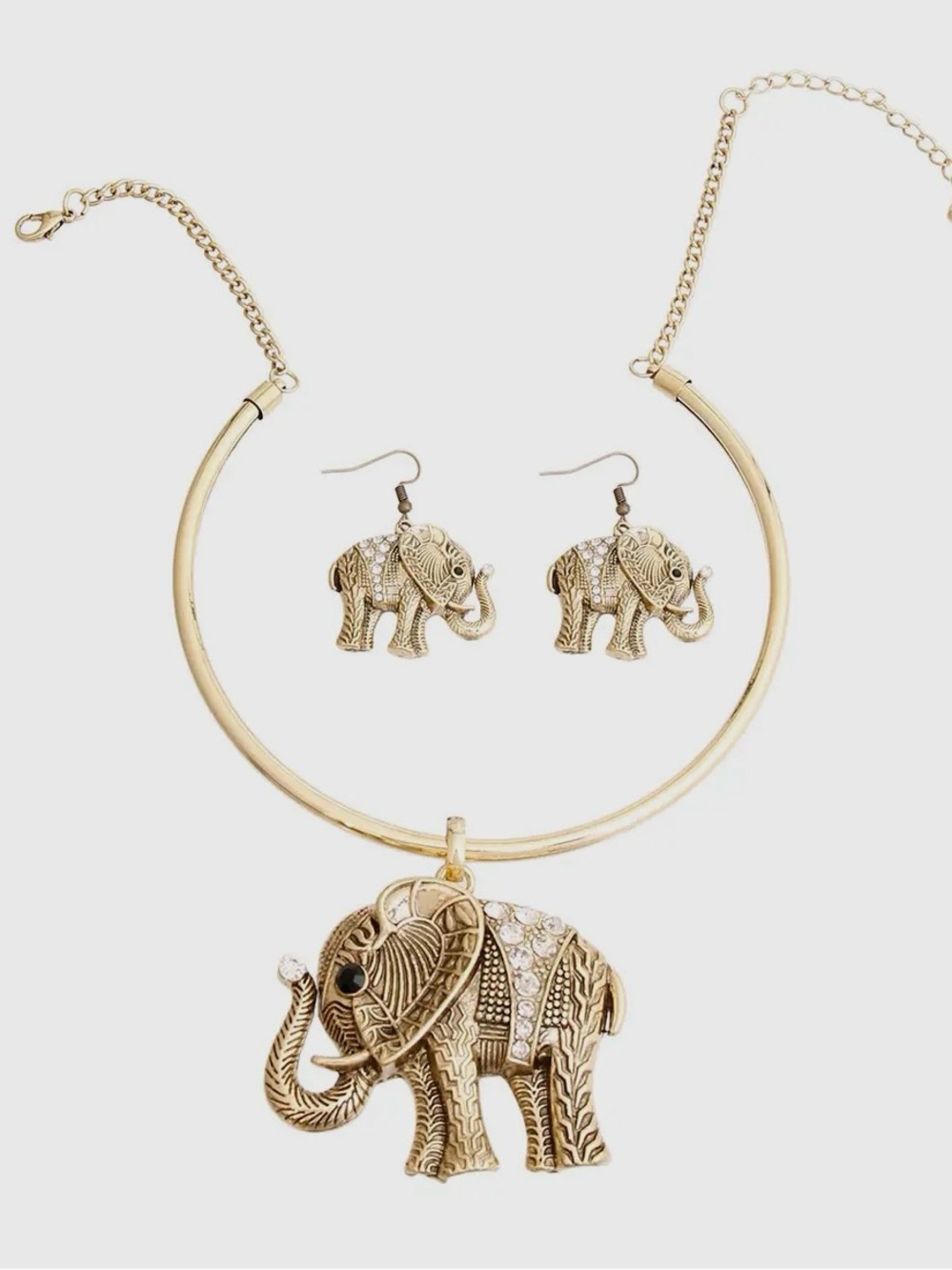 Elegant Elephant Necklace & Earrings Set